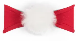 Baby Bling Fur Pom Headband - Cherry with White