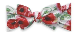 Baby Bling Red White Poppy Printed Knot Headband