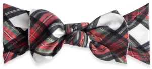 Baby Bling White Tartan Plaid Printed Knot Headband