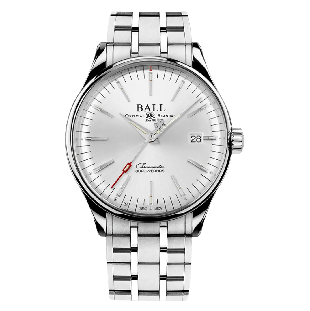 Ball Men's Watch Trainmaster Manufacture 80 Hours Silver NM3280D-S1CJ-SL