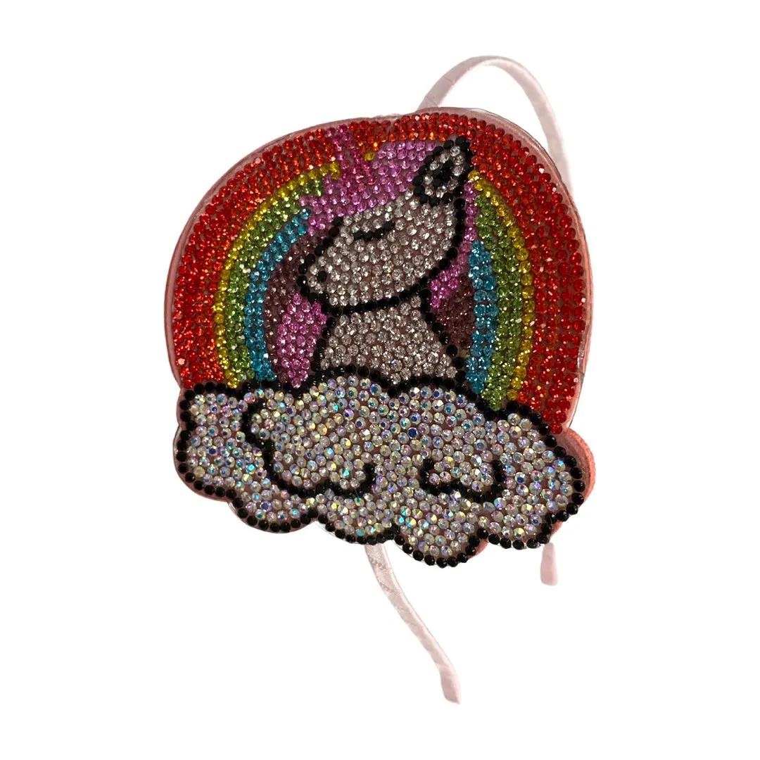 Bari Lynn Crystal Applique Headband - Unicorn Rainbow