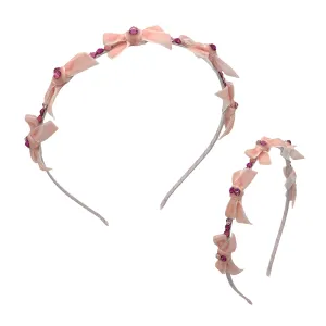 Bari Lynn Velvet Bow Thin Headband - Pink