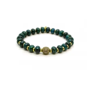 Black Pearl Creations Chrysocolla Pearl and Brass Bracelet