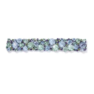 Bouquet - Bracelet with Blue Topaz, Prasiolite, Iolite, Peridot, Blue Sapphires, Tsavorite and Diamonds, 18k Blackened  Gold