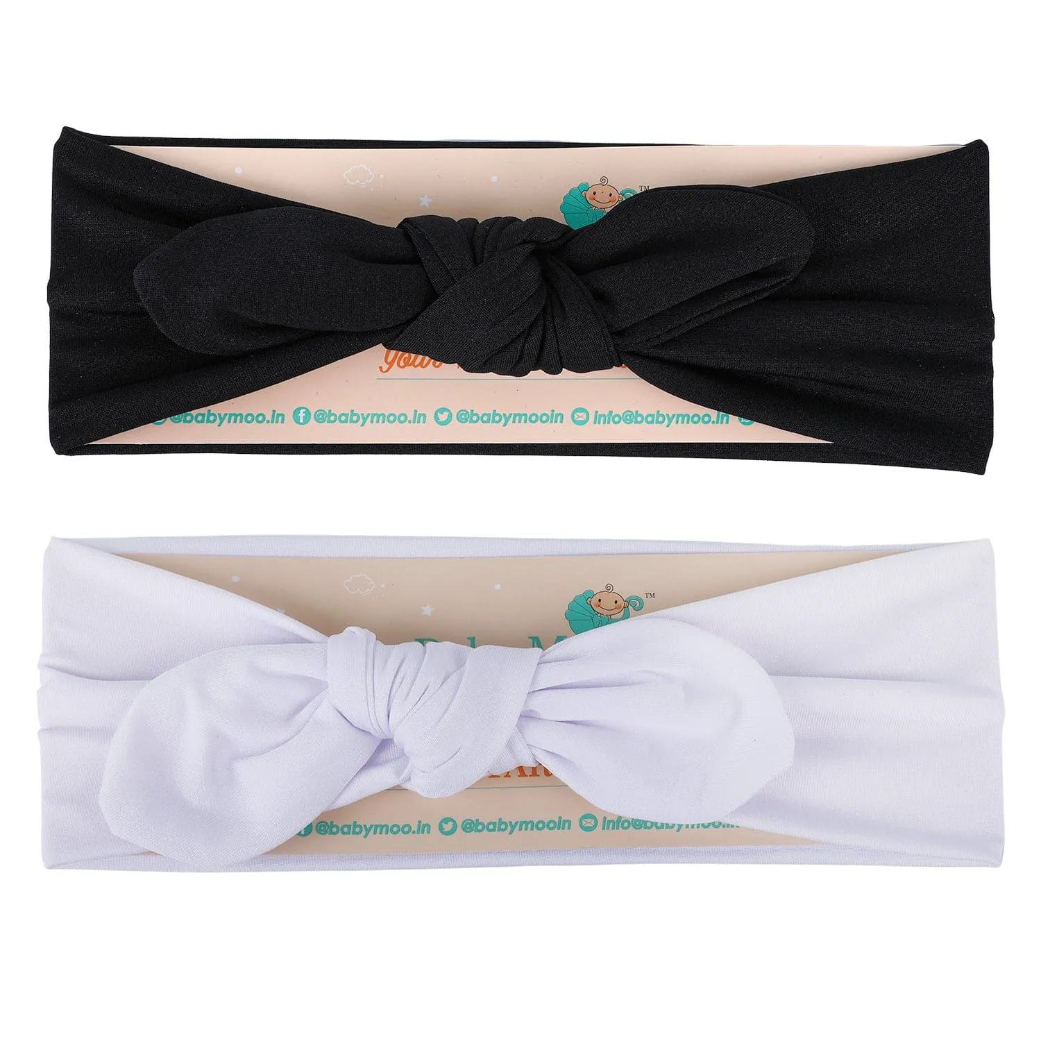 Bow Knot Headbands Set of 2 - White, Black