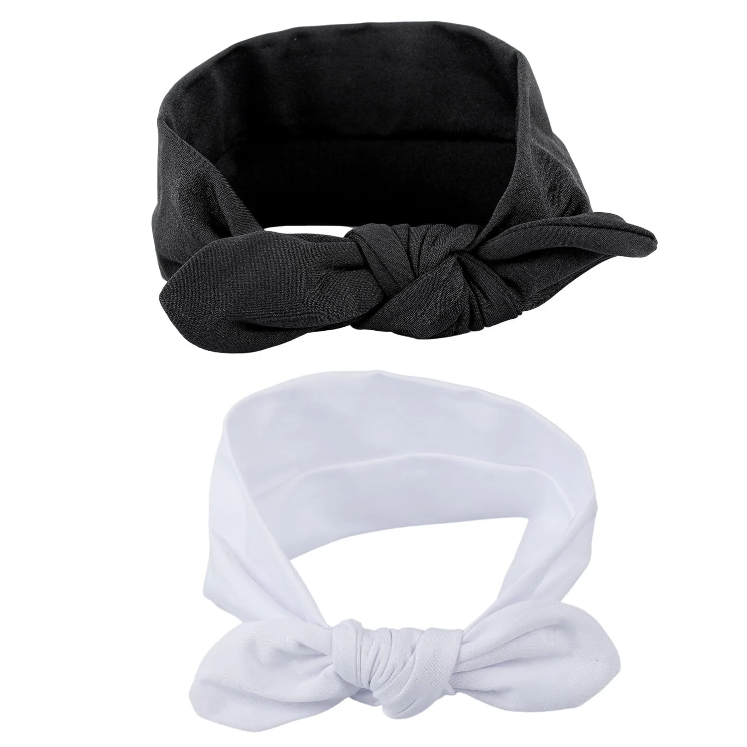 Bow Knot Headbands Set of 2 - White, Black