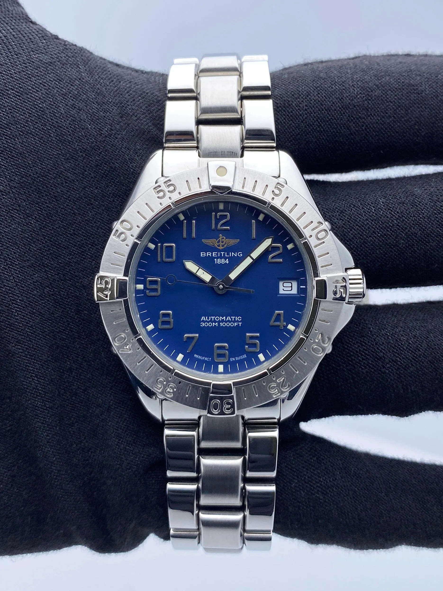 Breitling Colt Automatic A17035 Blue Dial Steel Mens Watch