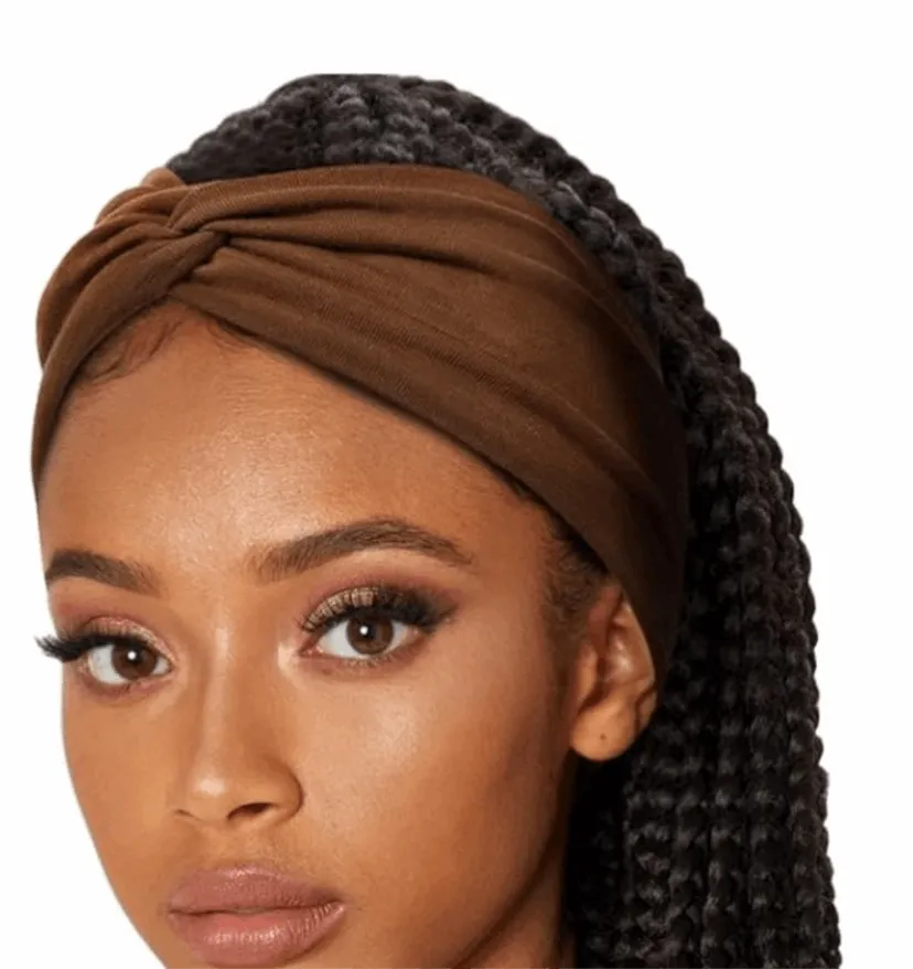 Brown Wide Twist Turban Headband Ear Warmer