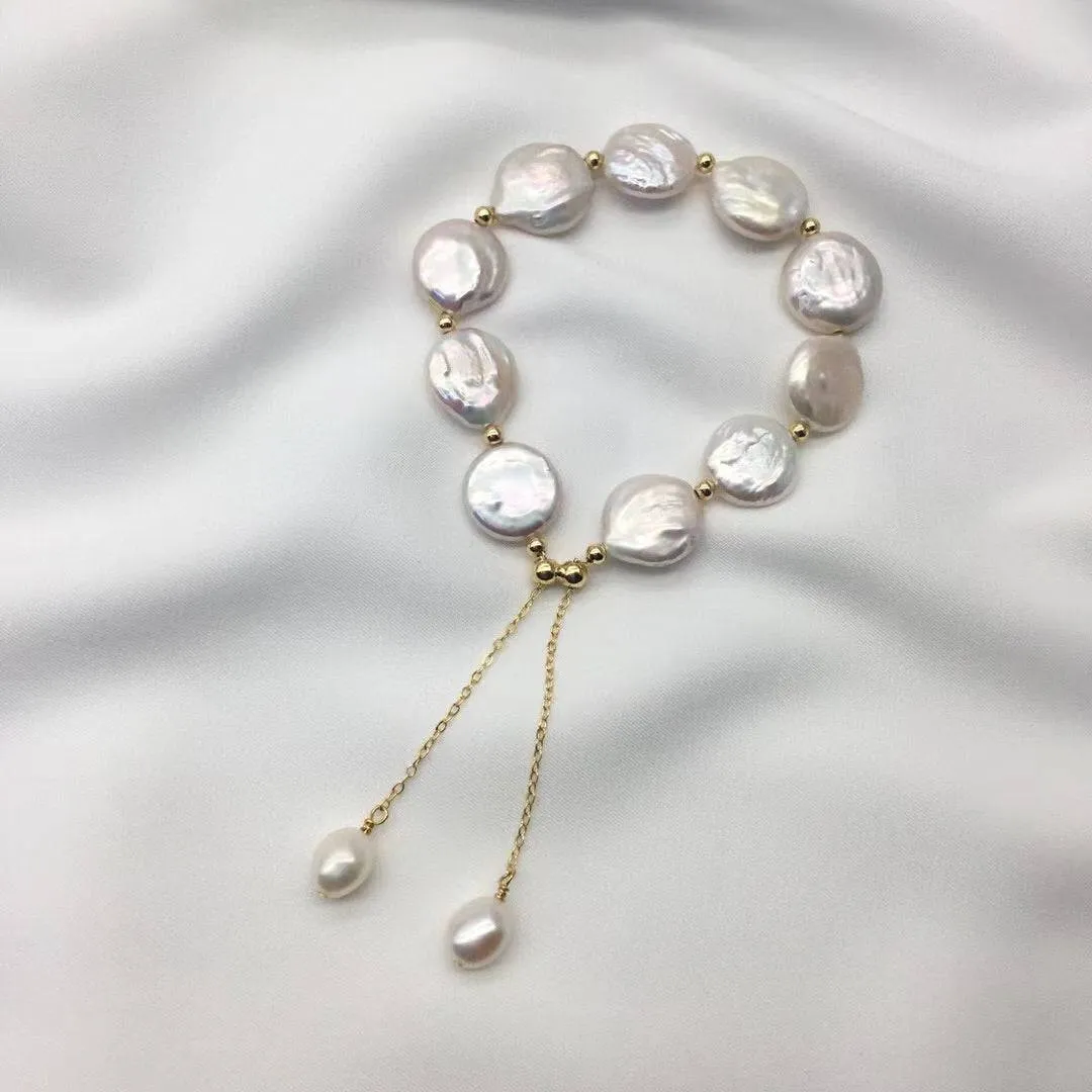 Button Pearl Necklace Bracelet and Earrings (Purchase Individually)