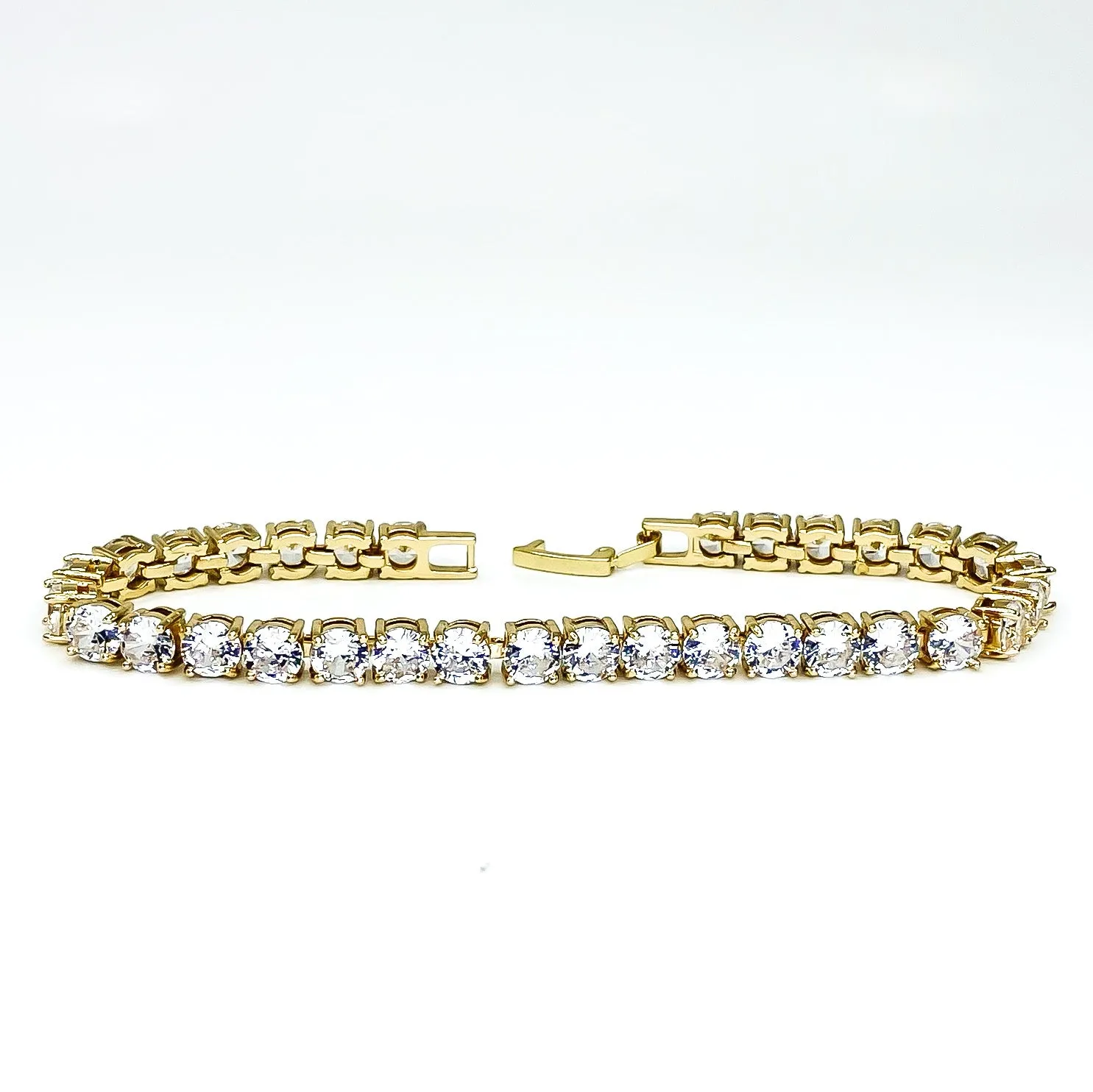 Cassidy Clear Round Gold Tennis Bracelet – 8in | 10ct