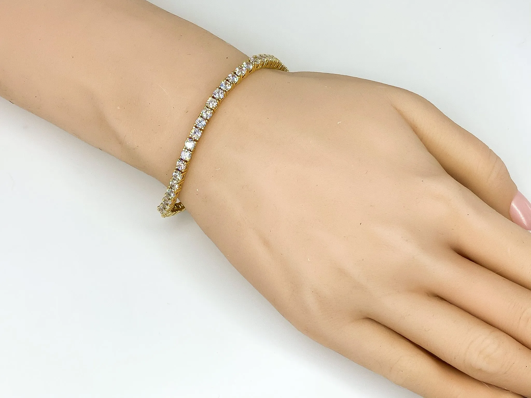 Cassidy Clear Round Gold Tennis Bracelet – 8in | 10ct