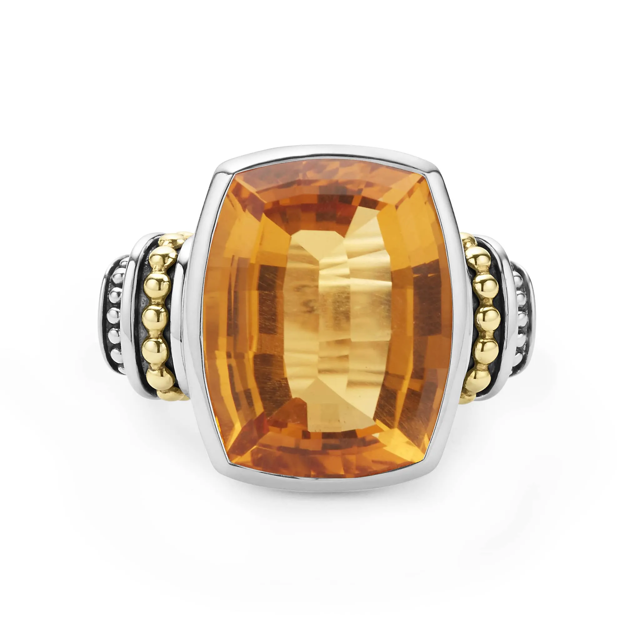 Caviar Color Large Citrine Statement Ring