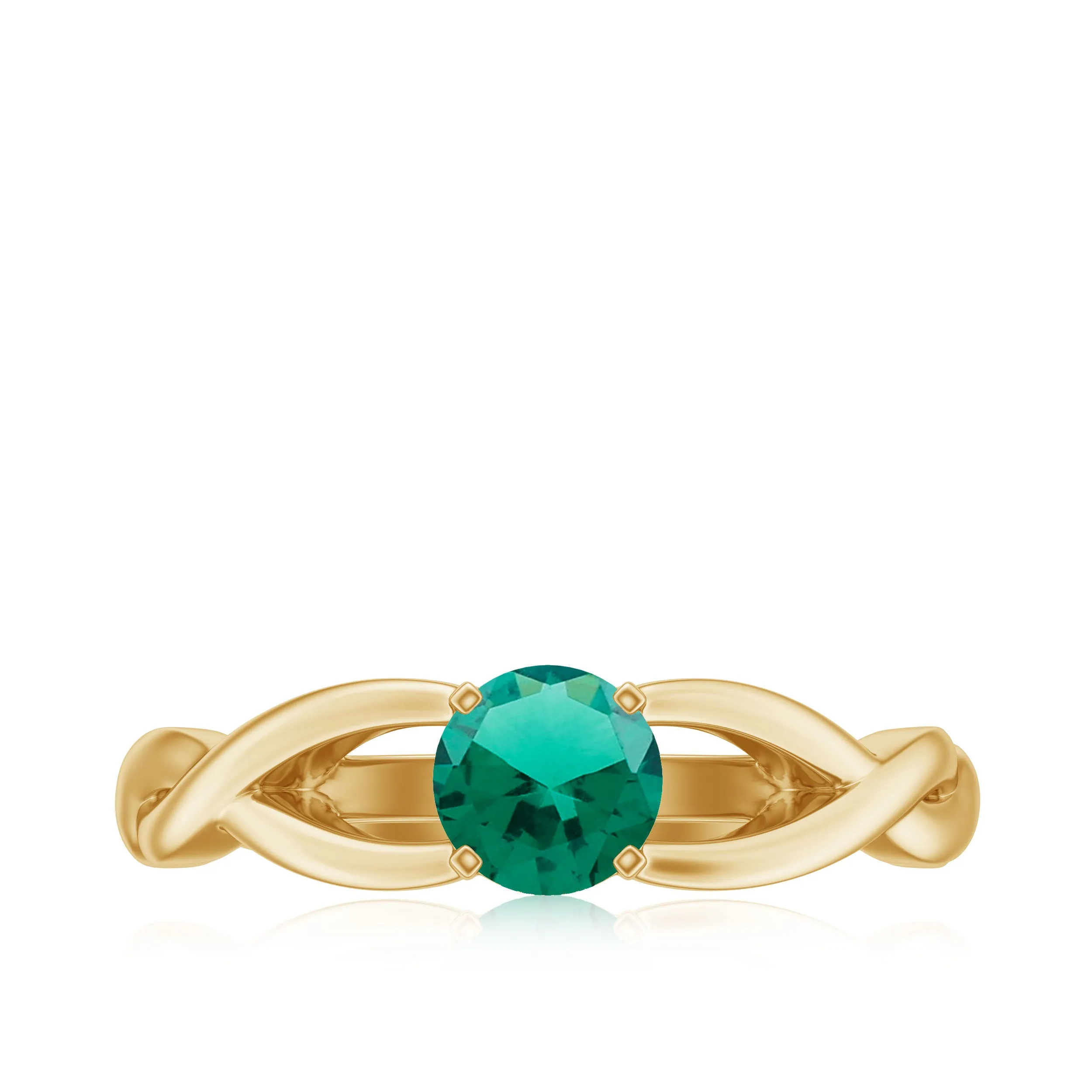 Certified Lab Created Emerald Solitaire Ring with Surprise Diamond