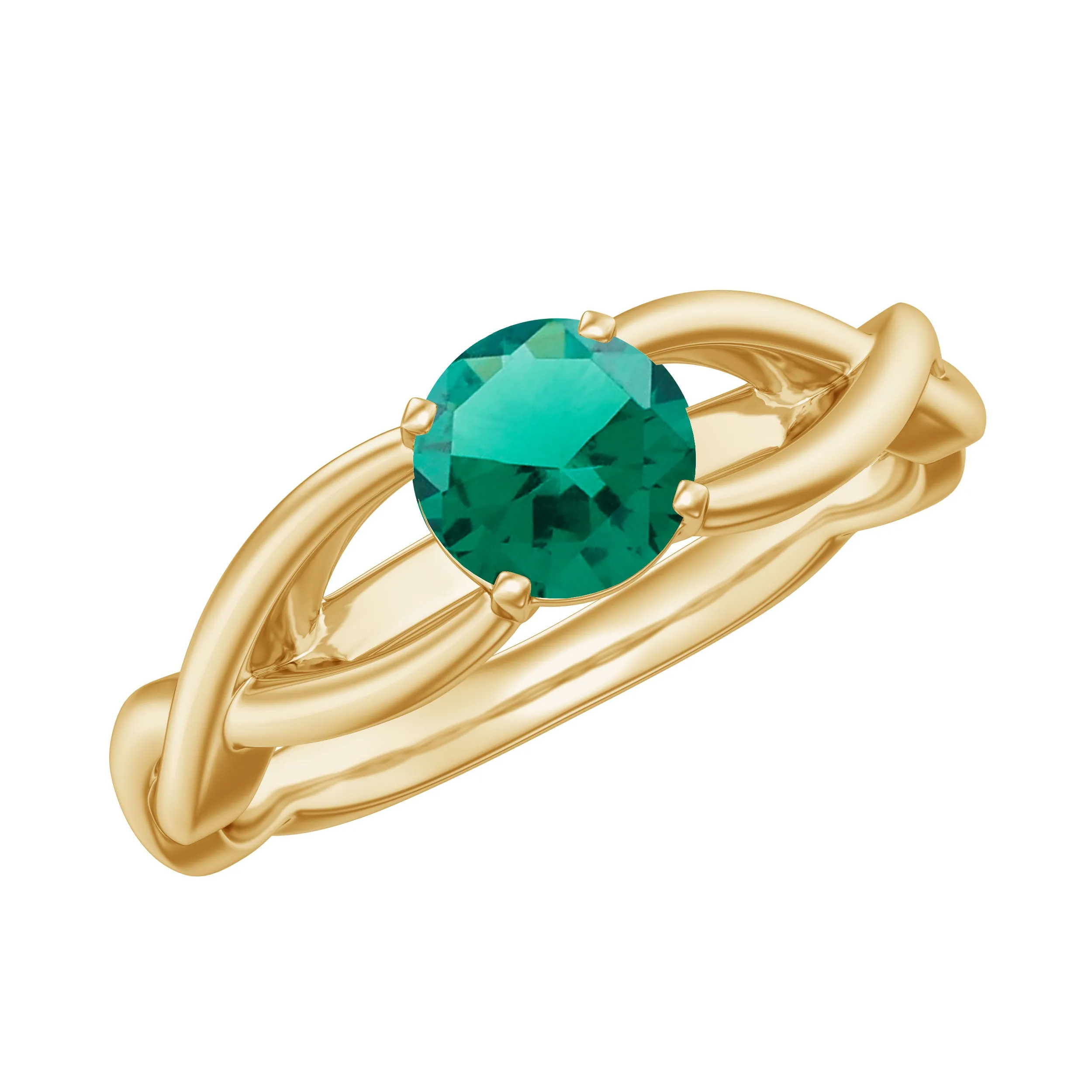 Certified Lab Created Emerald Solitaire Ring with Surprise Diamond