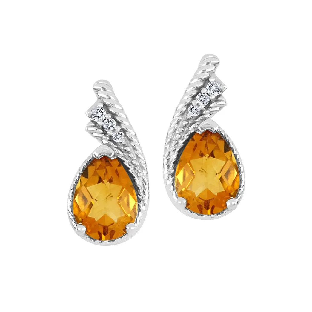 Citrine and Diamond Earrings