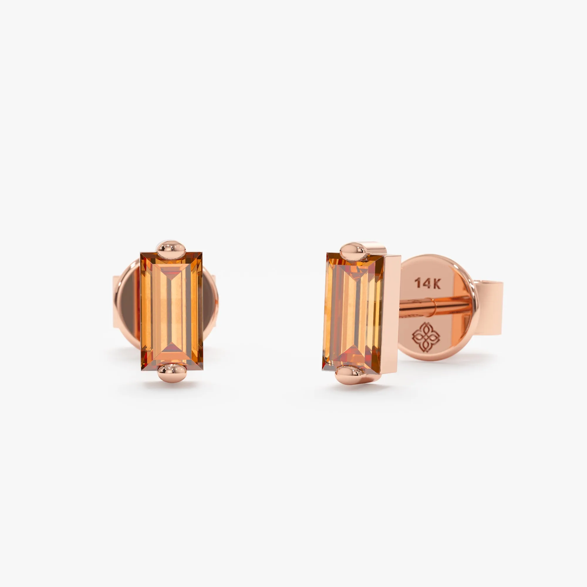 Citrine Baguette Stud Earrings, Lupita