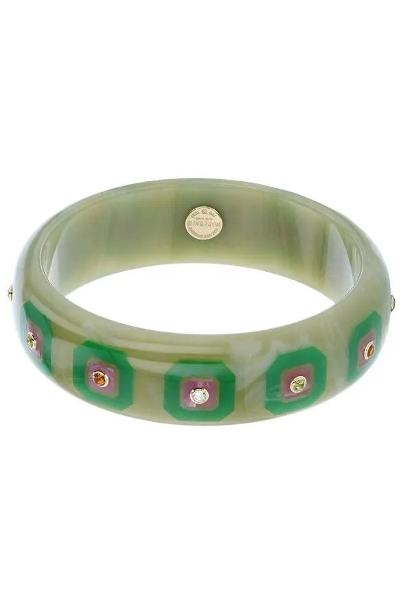 Citrine Peridot Green Bakelite Bangle