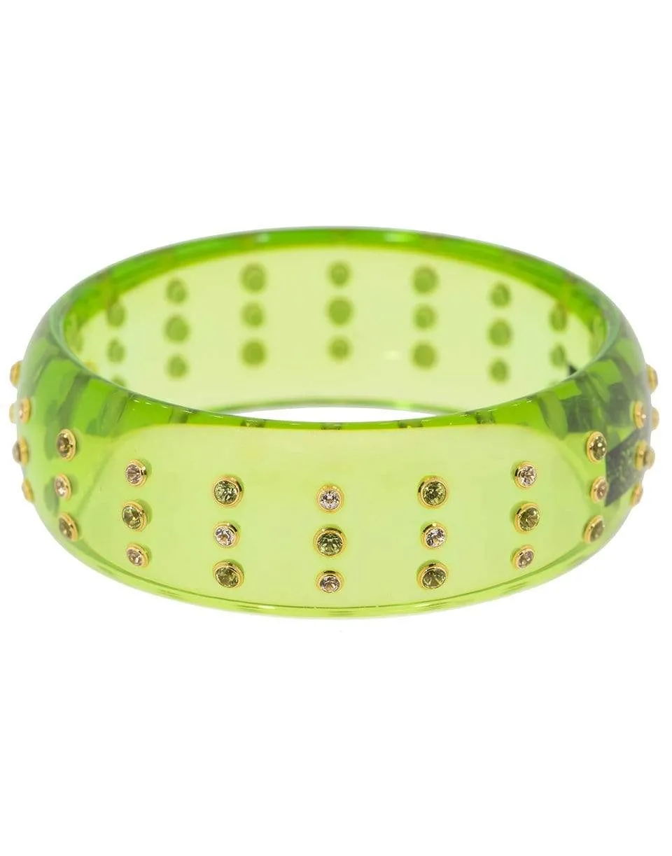 Clear Green Peridot and Topaz Bakelite Bangle