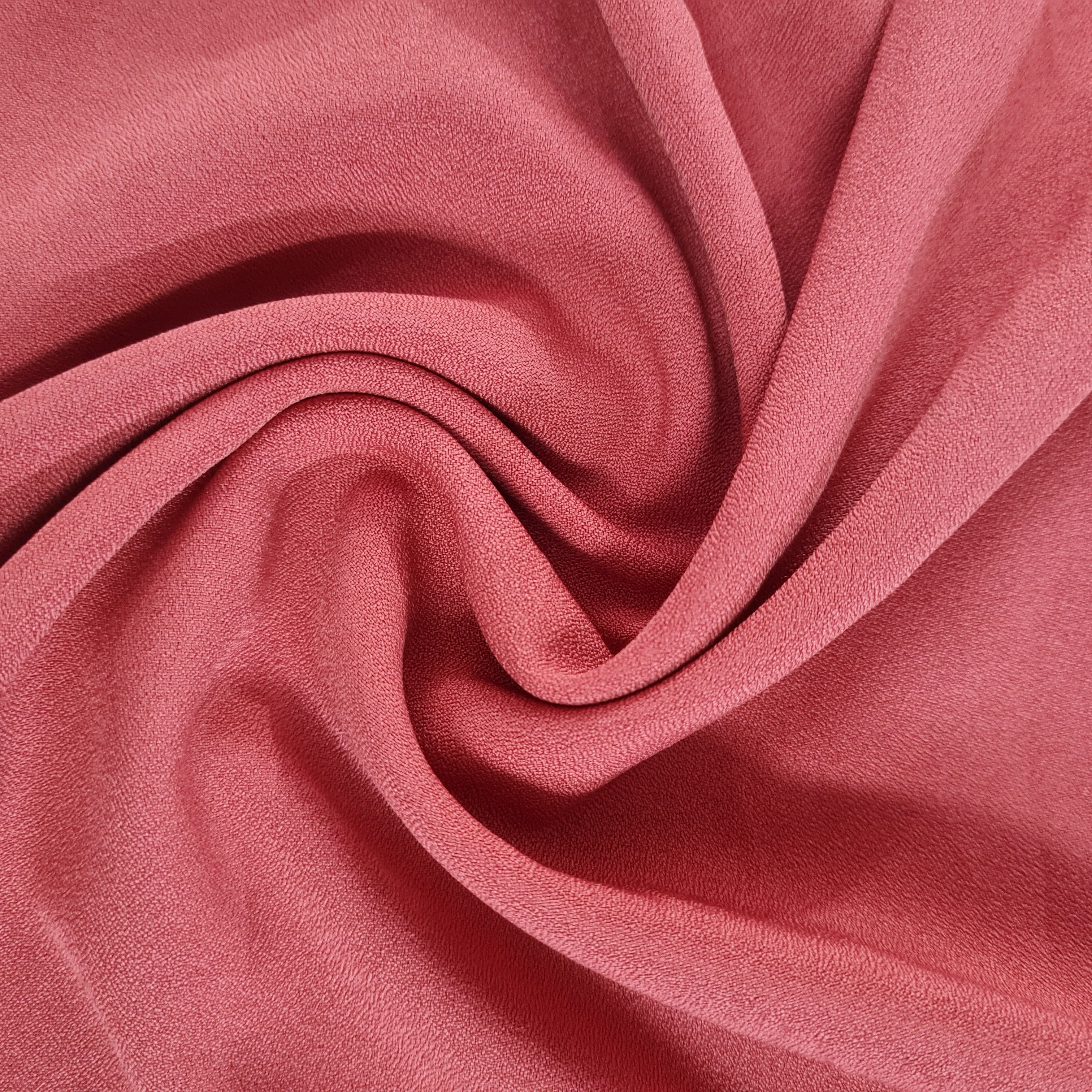 Coral Pink Solid Moss Crepe Fabric 17877