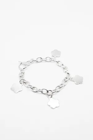 Dangling Flower 925 Sterling Silver Charm Bracelet