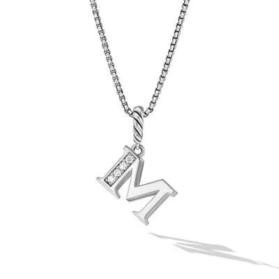 David Yurman 8mm Pave Initial M Necklace