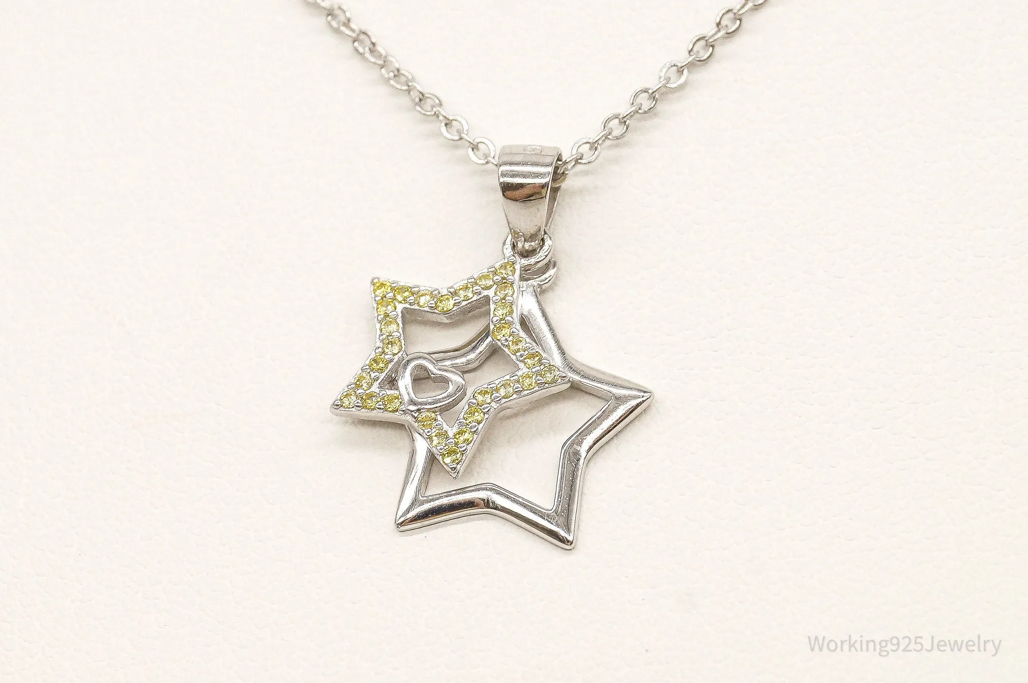 Designer Ryze Cubic Zirconia Stars Sterling Silver Necklace