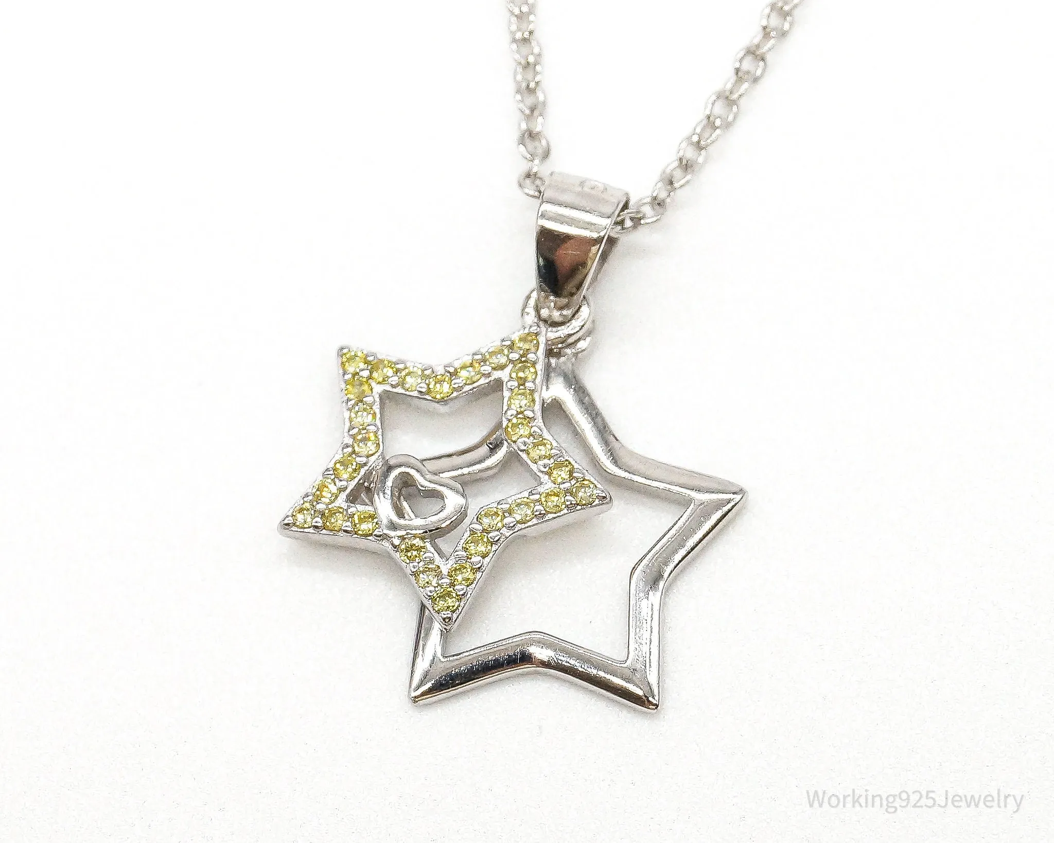 Designer Ryze Cubic Zirconia Stars Sterling Silver Necklace