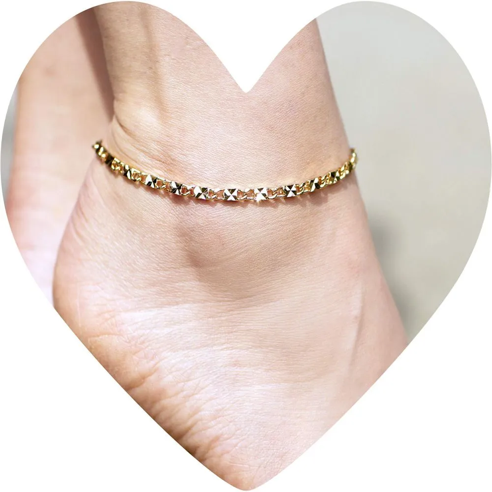 Diamond Cut Star Link Anklet