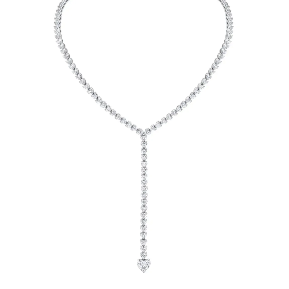 Diamond Heart Y Drop Necklace