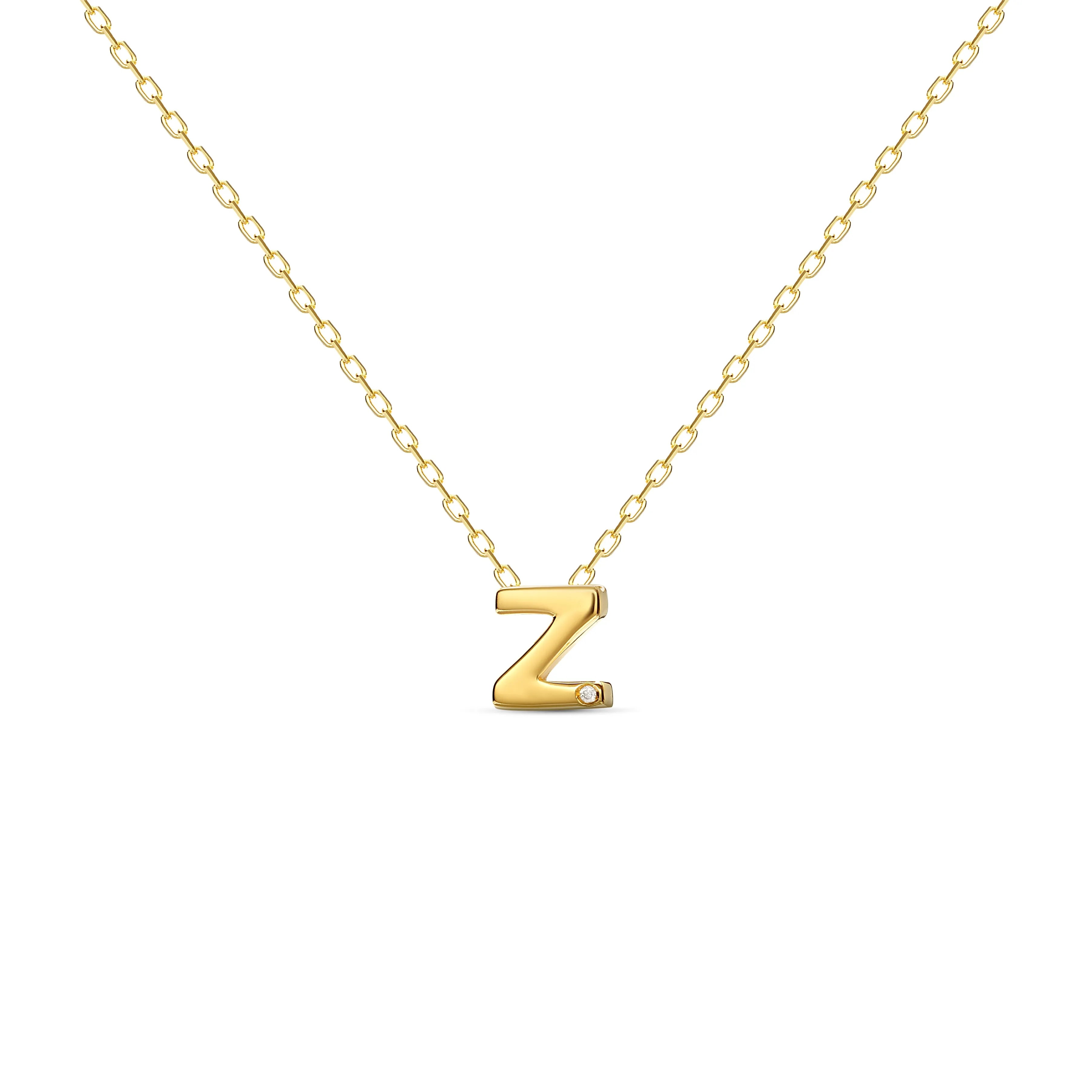 Diamond Letter Necklace "Z" - 18 karat gold vermeil on sterling silver, diamond 0.01 carat