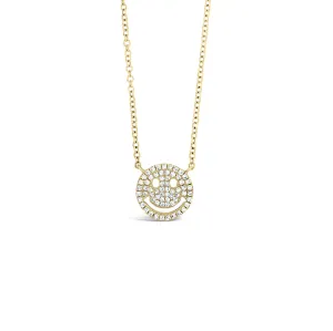 Diamond Small Smiley Face Pendant Necklace