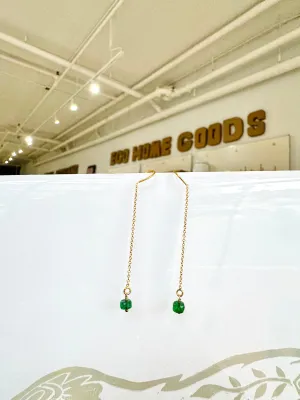 Emerald threaded Vermeil Gold earrings