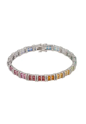 Enchanted Rainbow Tennis Bracelet Silver