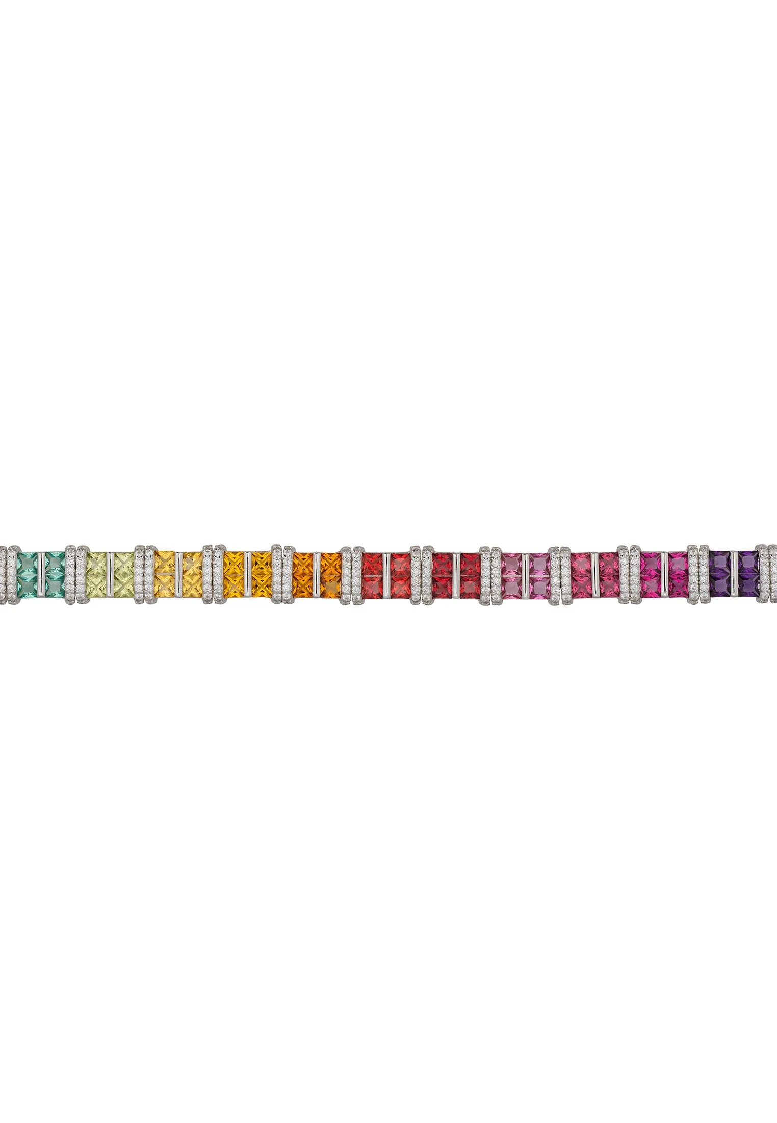 Enchanted Rainbow Tennis Bracelet Silver