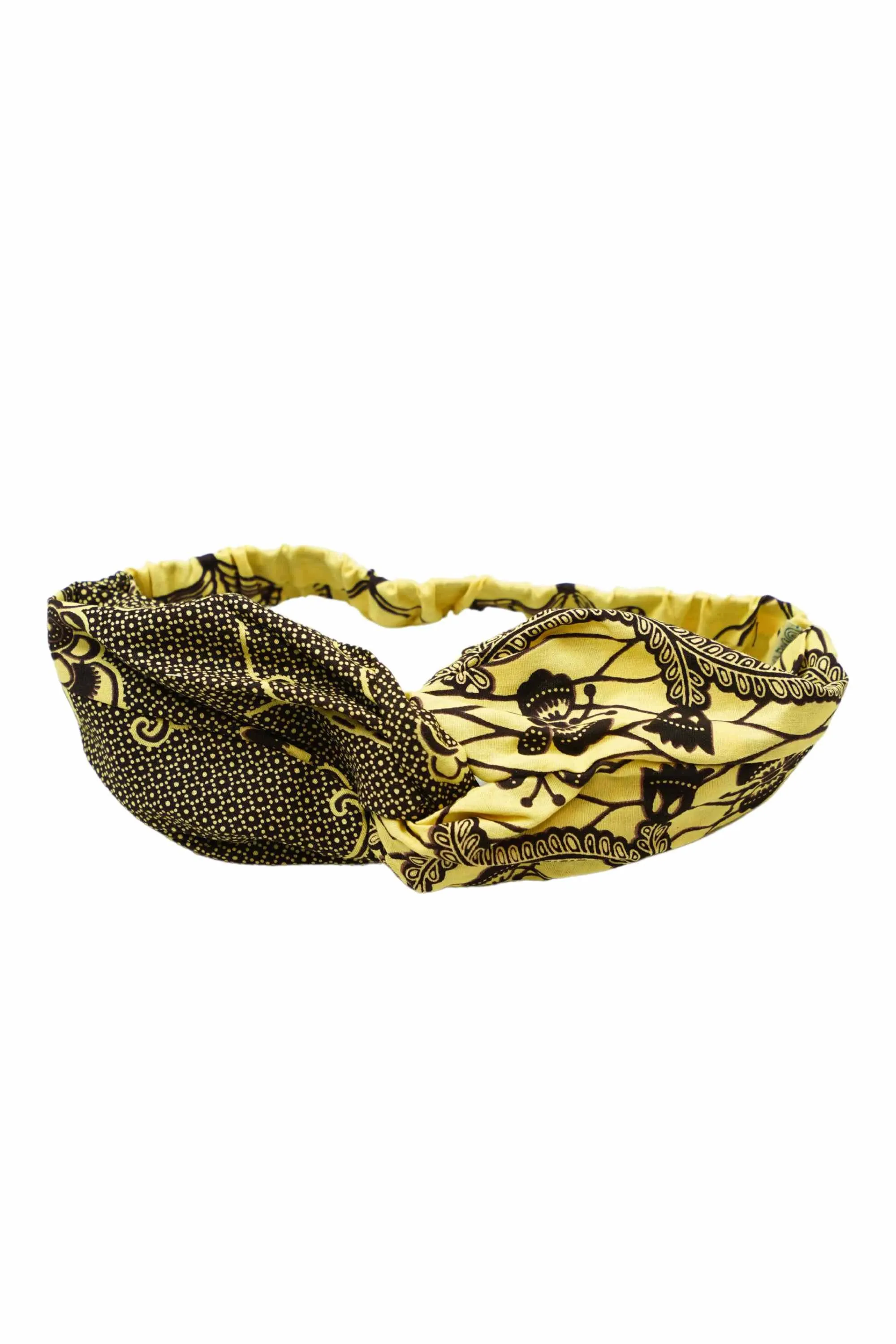 Esosa Turban Headband Beige and Brown African Ankara Wax Cotton Print