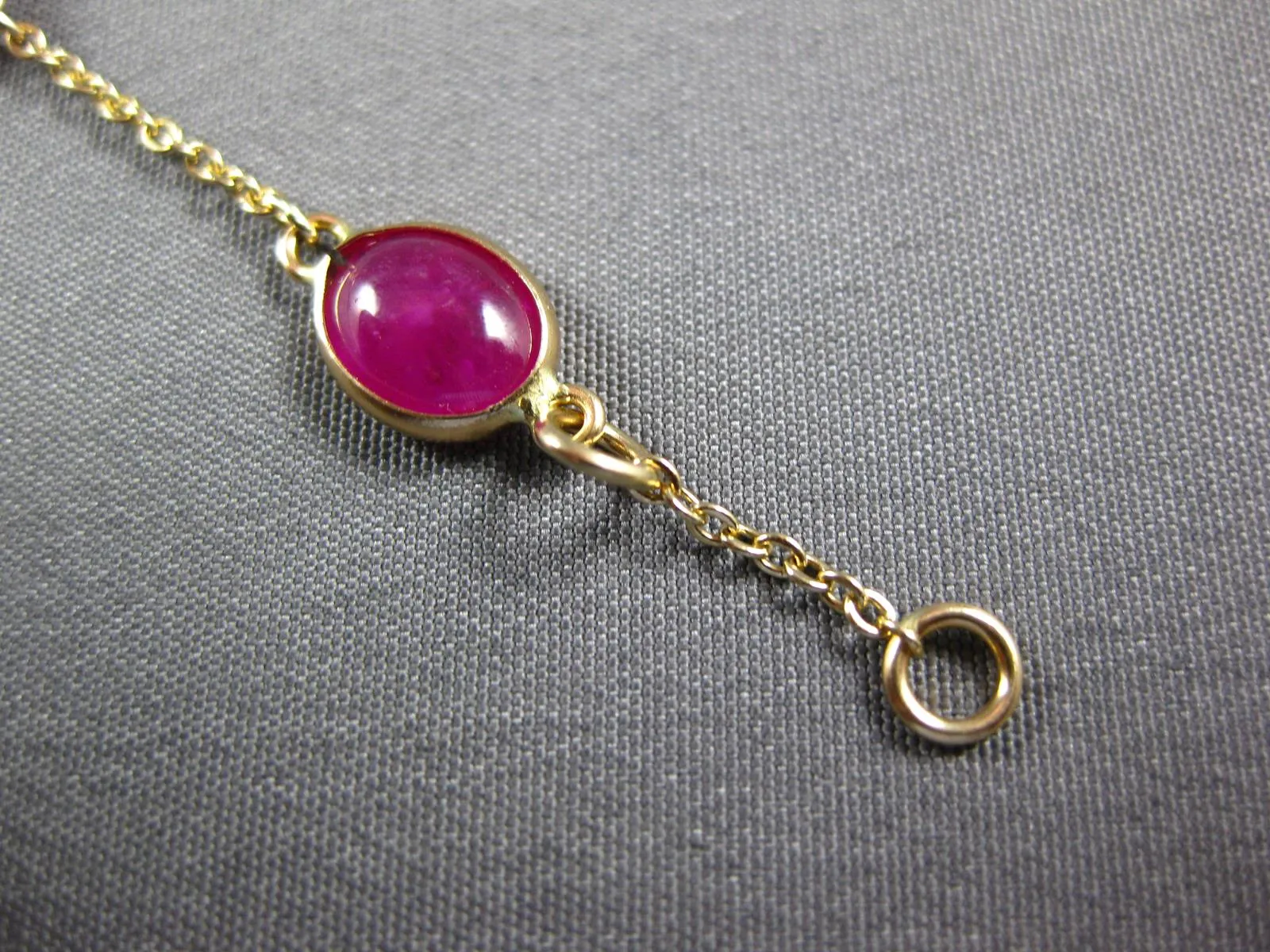 ESTATE 9.09CT AAA CABOCHON RUBY 14KT YELLOW GOLD OVAL BY THE YARD LOVE BRACELET