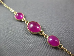 ESTATE 9.09CT AAA CABOCHON RUBY 14KT YELLOW GOLD OVAL BY THE YARD LOVE BRACELET