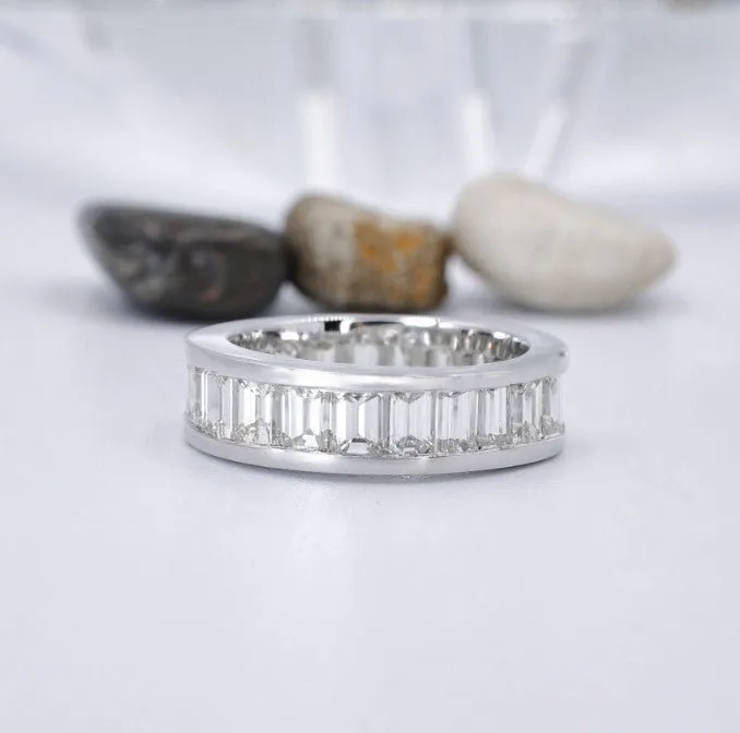 Exclusive 5.20CT Emerald Cut Diamond Eternity Ring in Platinum