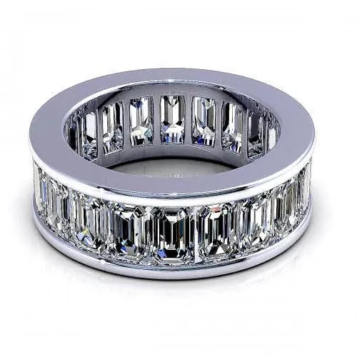 Exclusive 5.20CT Emerald Cut Diamond Eternity Ring in Platinum