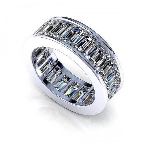 Exclusive 5.20CT Emerald Cut Diamond Eternity Ring in Platinum