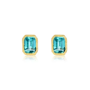 Fancy Lab-Grown Sapphire Solitaire Stud Earrings