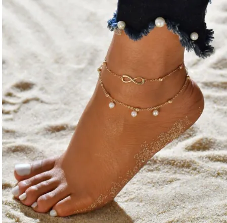 Fashion Shell Rice Beads Hand-Woven Adjustable Anklet Ocean Wind Beach Accessories