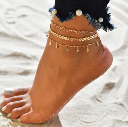 Fashion Shell Rice Beads Hand-Woven Adjustable Anklet Ocean Wind Beach Accessories