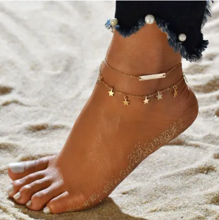 Fashion Shell Rice Beads Hand-Woven Adjustable Anklet Ocean Wind Beach Accessories