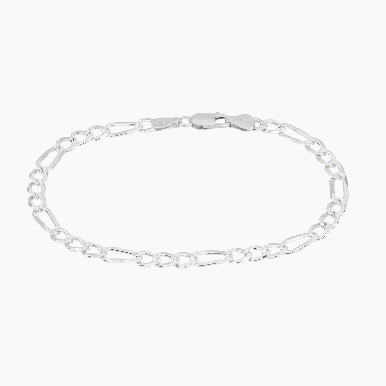 Figaro Sterling Silver Unisex Bracelet