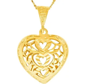 Filigree Heart Pendant with Necklace