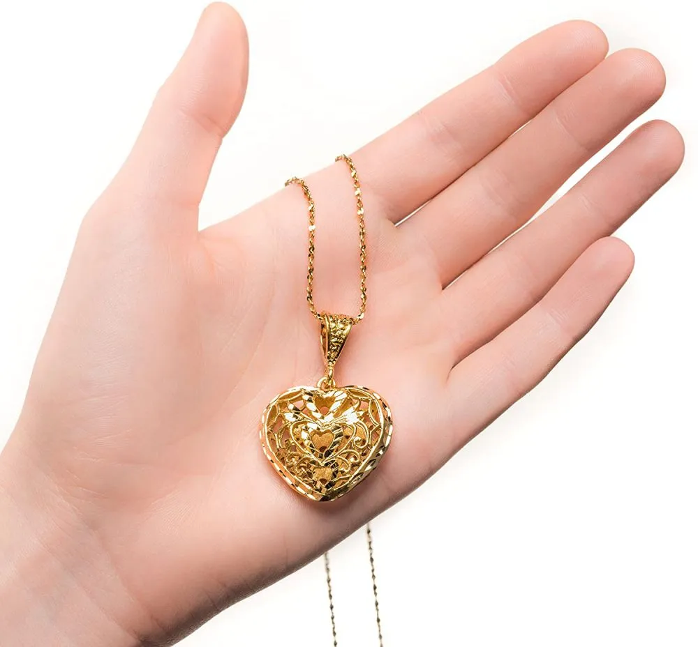 Filigree Heart Pendant with Necklace