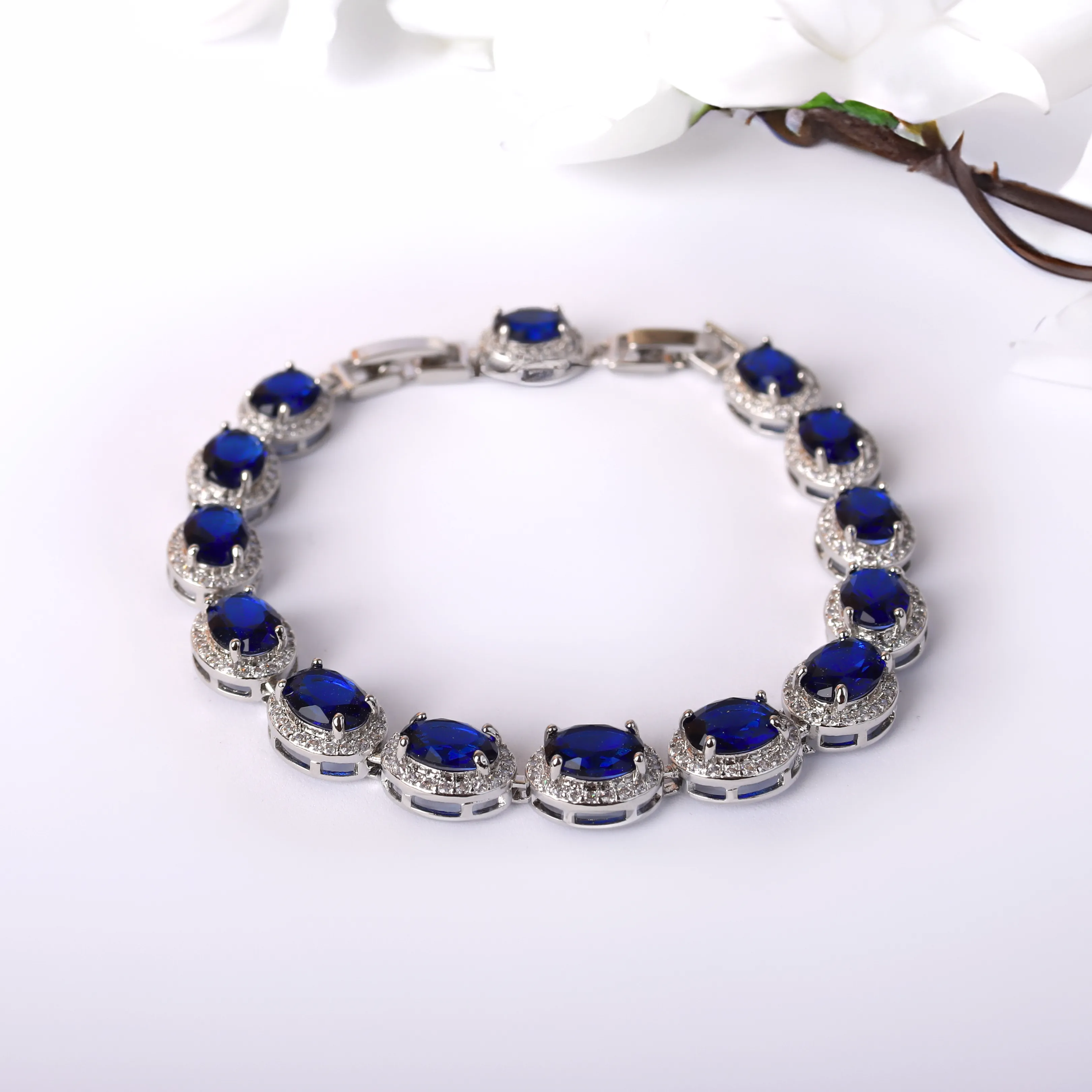 Fine G.Silver Blue Stone Bracelet.