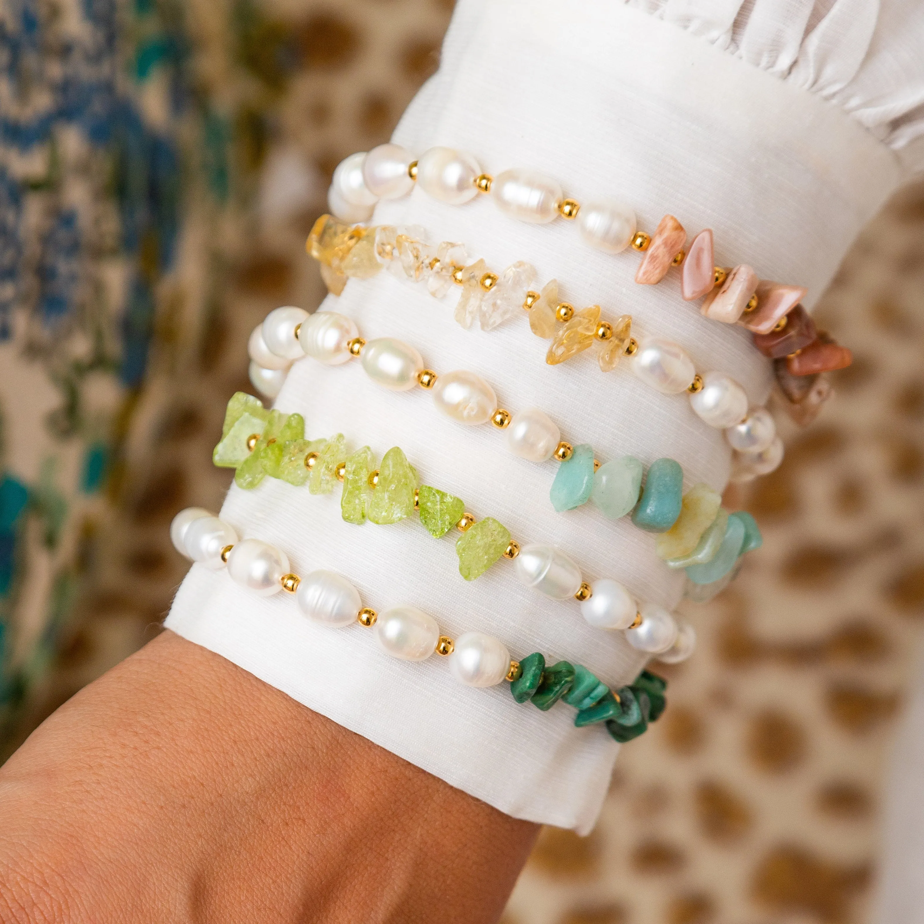 Freshwater Pearl and Peridot Bracelet: The Carolee