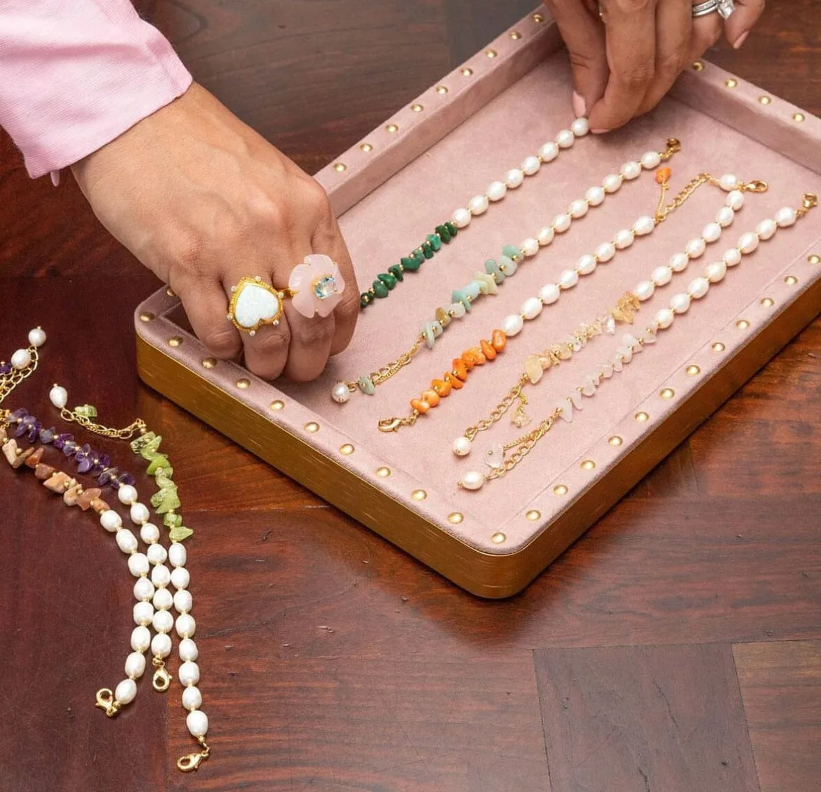 Freshwater Pearl and Peridot Bracelet: The Carolee